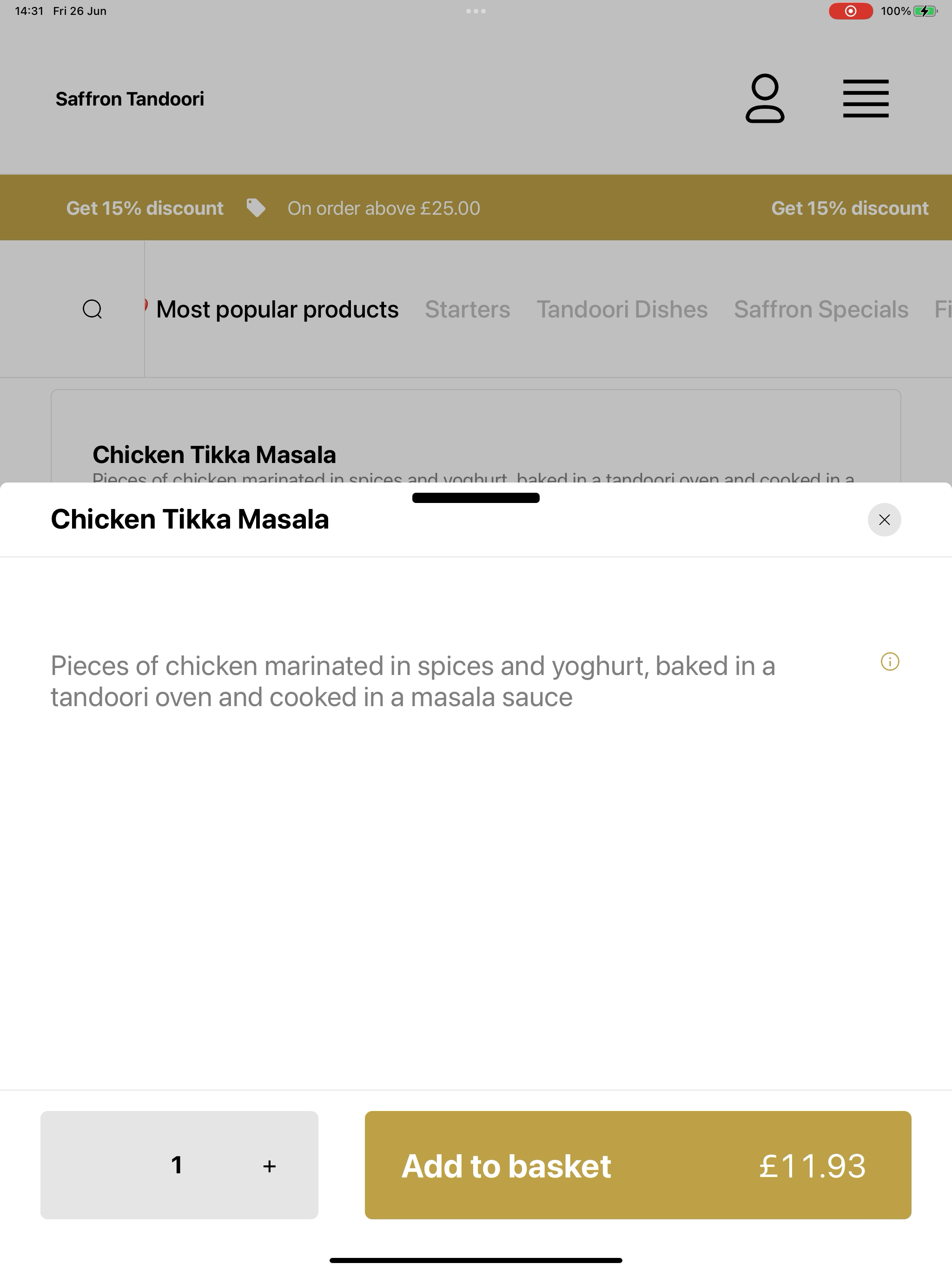 Saffron Tandoori UK screenshot 9