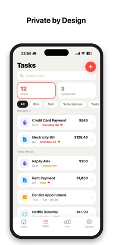 PastDue: Bill & Food Tracker のスクリーンショット