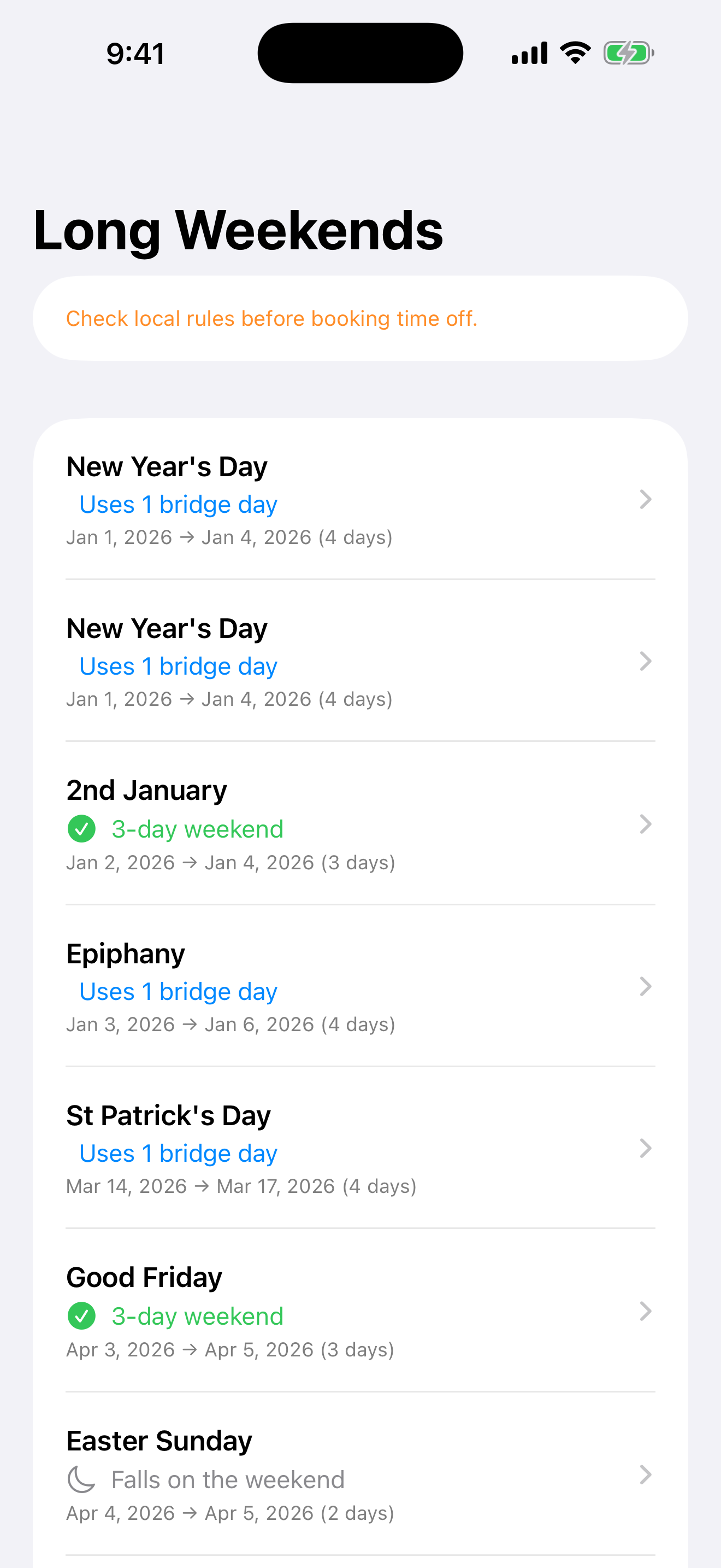 HolidayCal 2026 screenshot 3