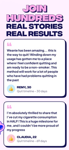 Weanie - Quit Smoking Tracker iPhone screenshot