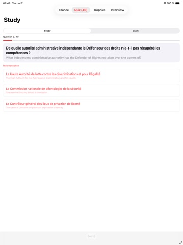 France Citizen Test: 2026 iPad screenshot