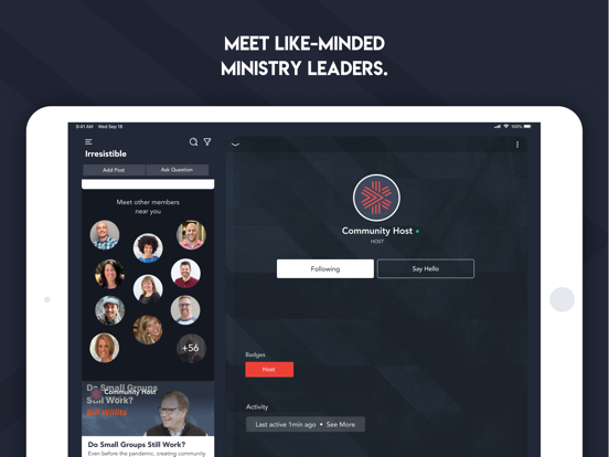 Irresistible Church Network iPad screenshot 1 - Social Networking app