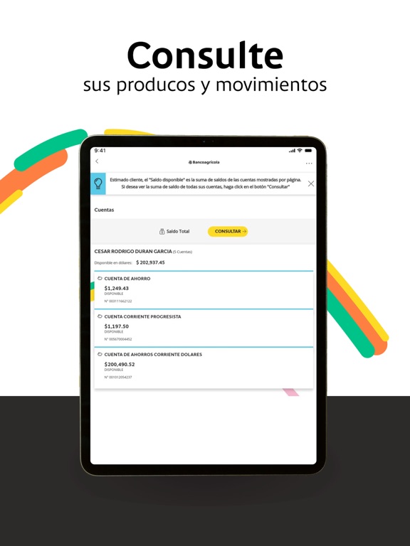 Bancoagrícola Empresas iPad screenshot 3 - Finance app