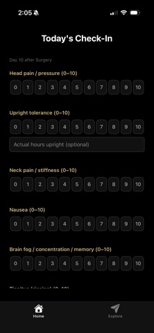 Upright: CSF Leak Tracker screenshot