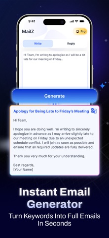MailZ: AI Email Generator iPhone screenshot