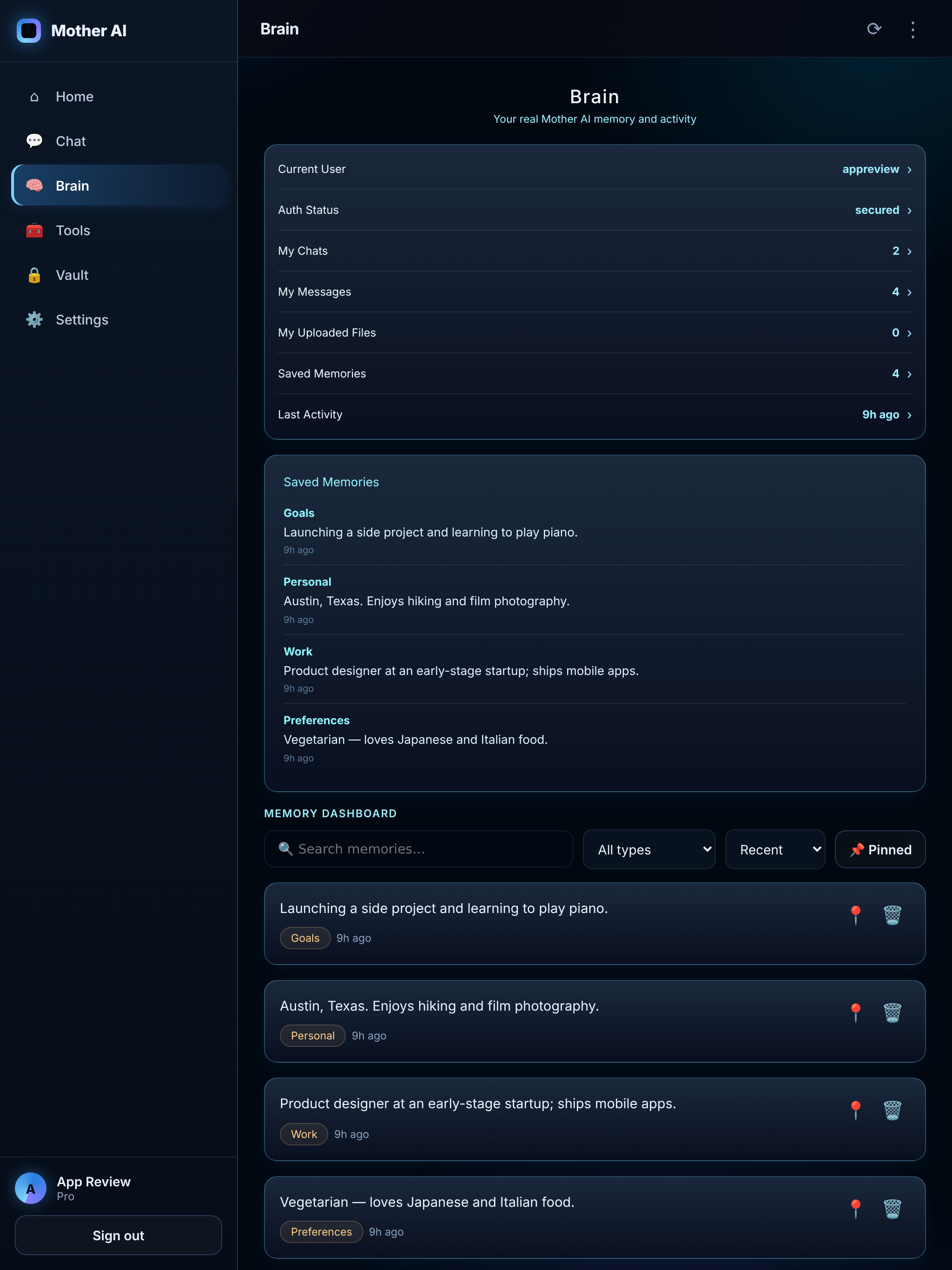 Mother AI: Private AI Memory screenshot 7