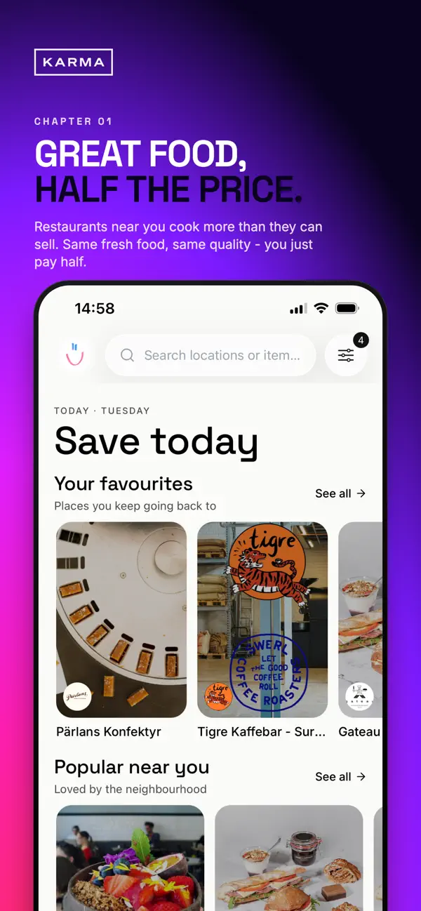 Screenshot #1 pour Karma: Save Food with a Tap