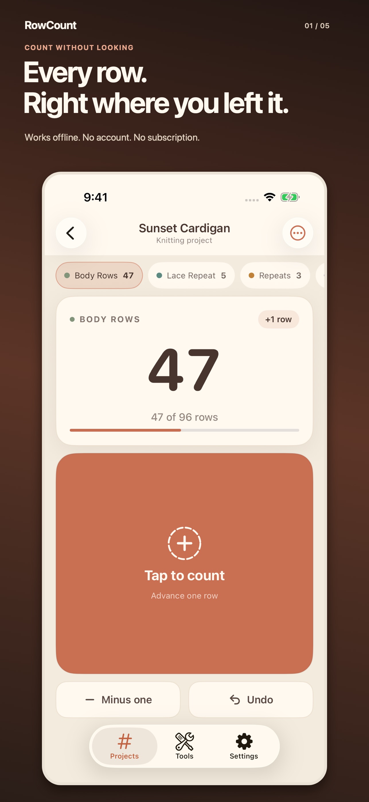 Screenshot 1 of RowCount - Knitting Counter
