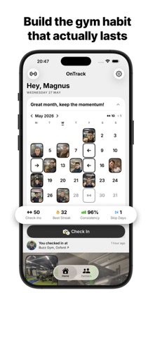 OnTrack - Gym Accountability iPhone screenshot