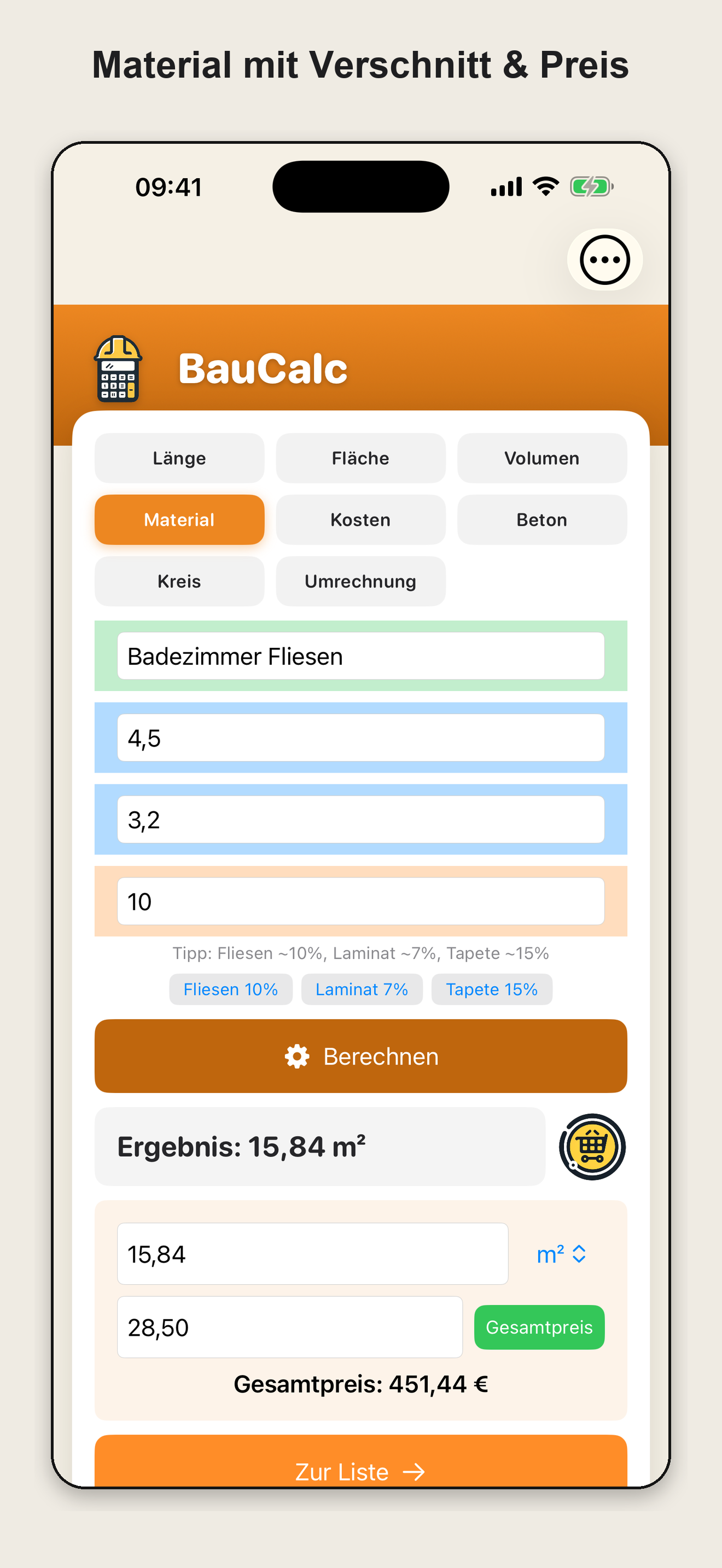 BauCalc screenshot 2