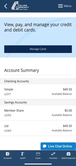 Collins Community CU Mobile screenshot 2