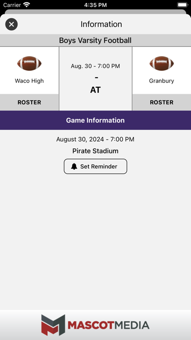 Granbury Athletics Screenshot