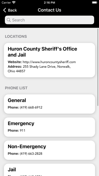 Huron County Sheriff Ohio Screenshot