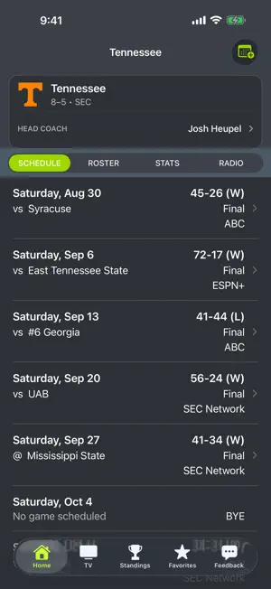 TN Football Schedules screenshot 1