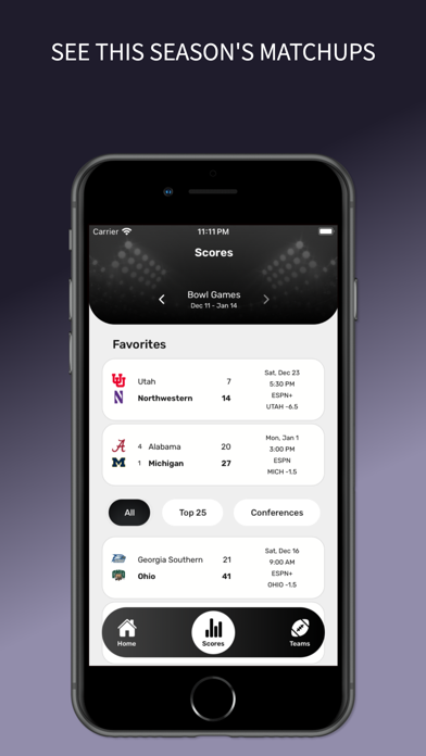 CFpedia College Football Stats Screenshot