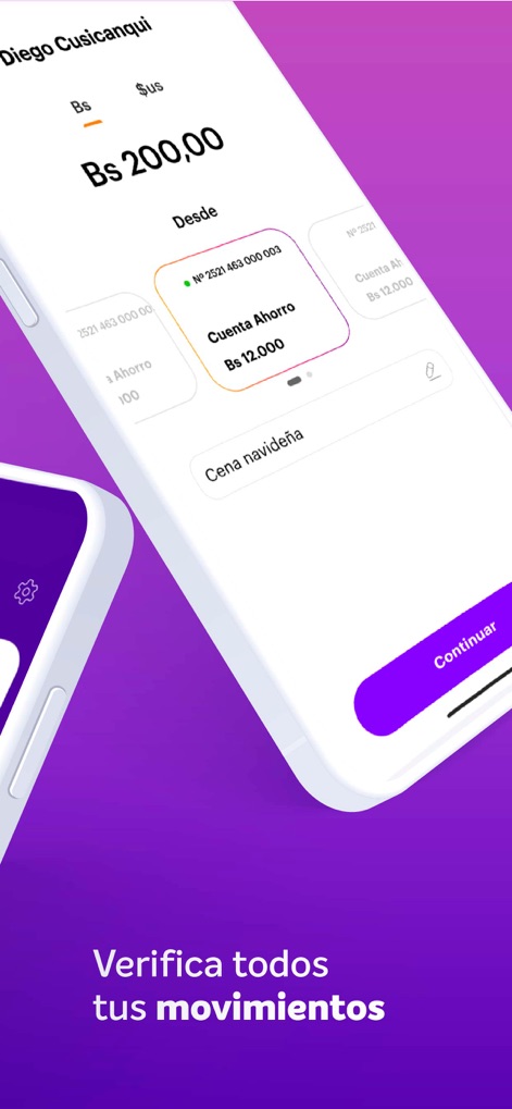 BancoSol - Questo strumento facilita il raggiungimento degli obiettivi finanziari, mostrando in dettaglio il saldo della 'Cuenta Ahorro' e le 'Mis metas' personalizzate come la 'Cena navideña'.