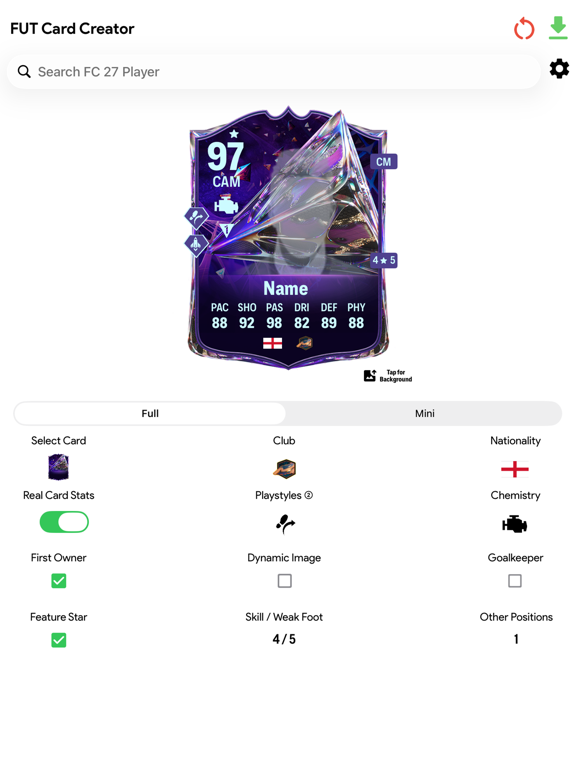 FUT 27 Card Creator iPad screenshot 1