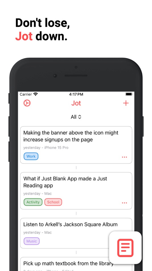 #1. Just Jot App (iOS) By: Juice Box Monkey Designs