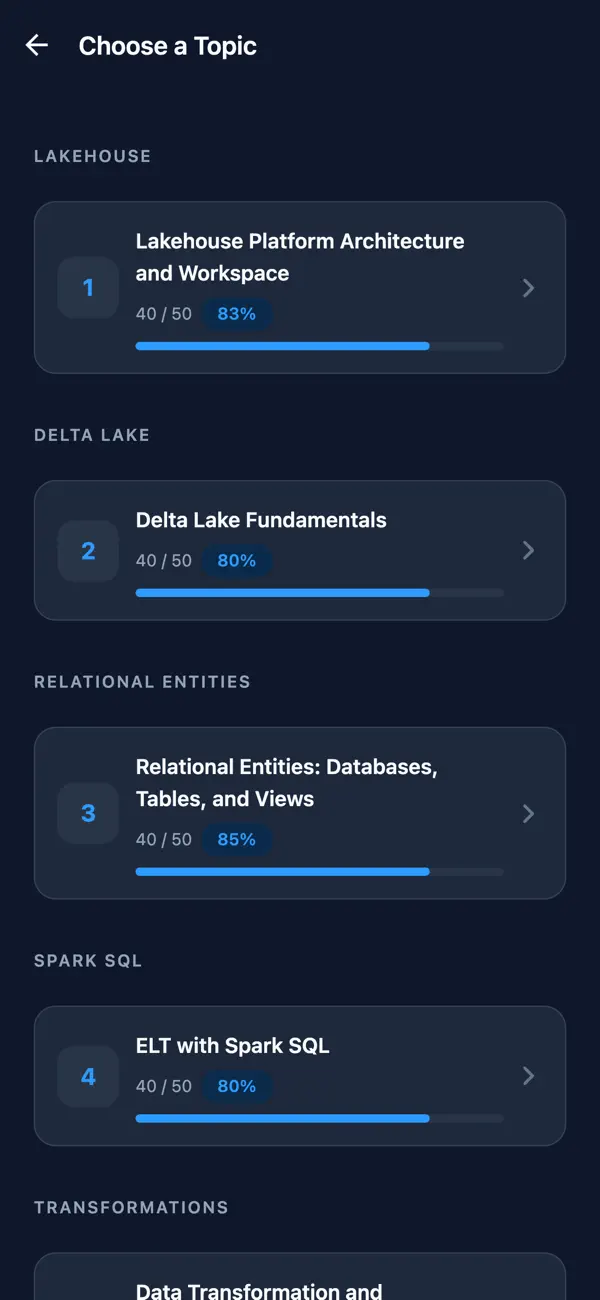 Screenshot #2 pour Databricks Data Engineer Prep