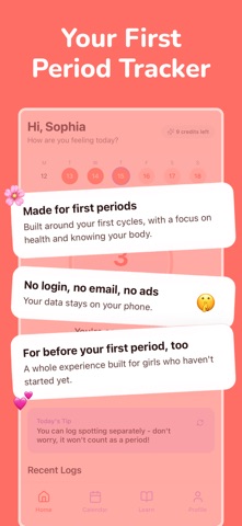 Soso: Tween Period Tracker Screenshot 1 of 8