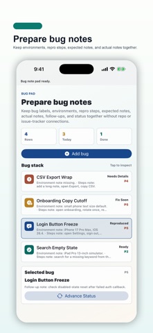 Bug Reproduction Note Pad screenshot