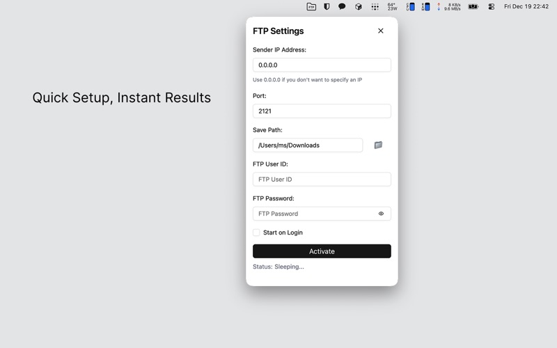SimpleFTPReceiver screenshot