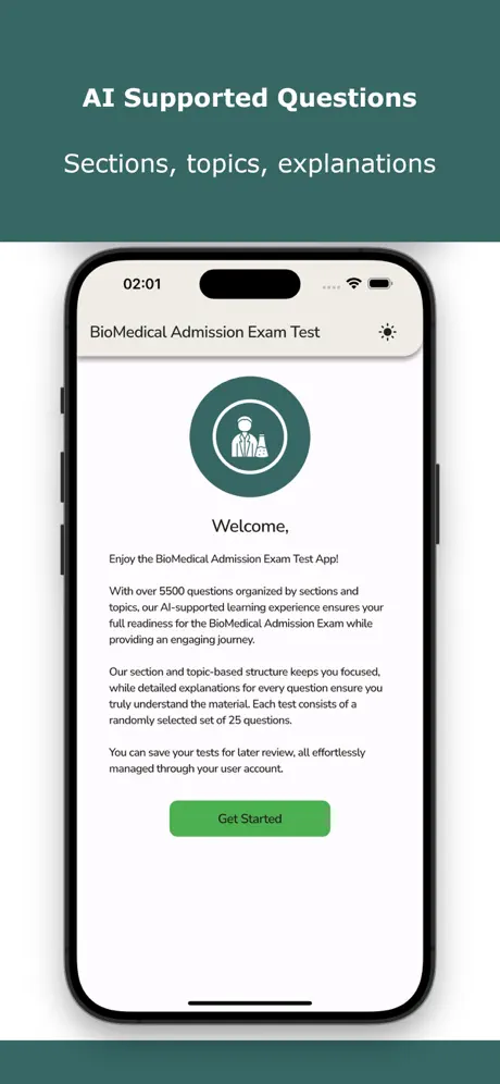 BioMedical Admission Exam Test Screenshot 2