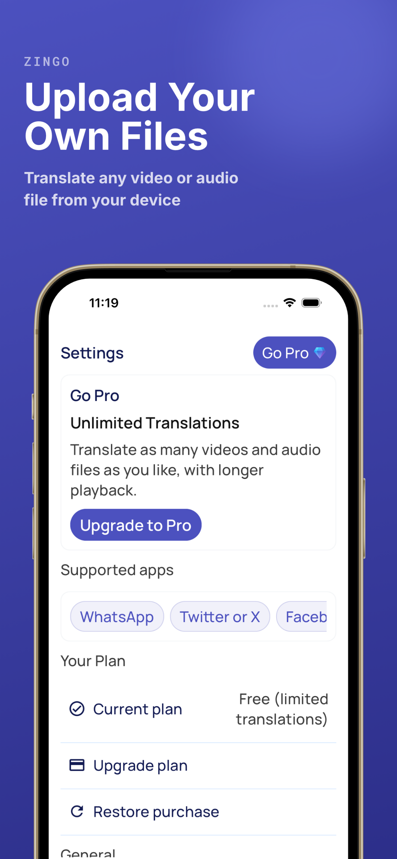 Translate Video & Audio: Zingo