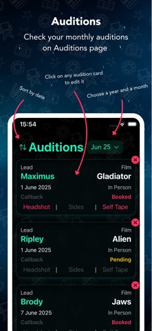 Audition Tracker screenshot