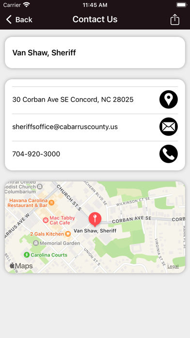 Cabarrus County Sheriff Screenshot