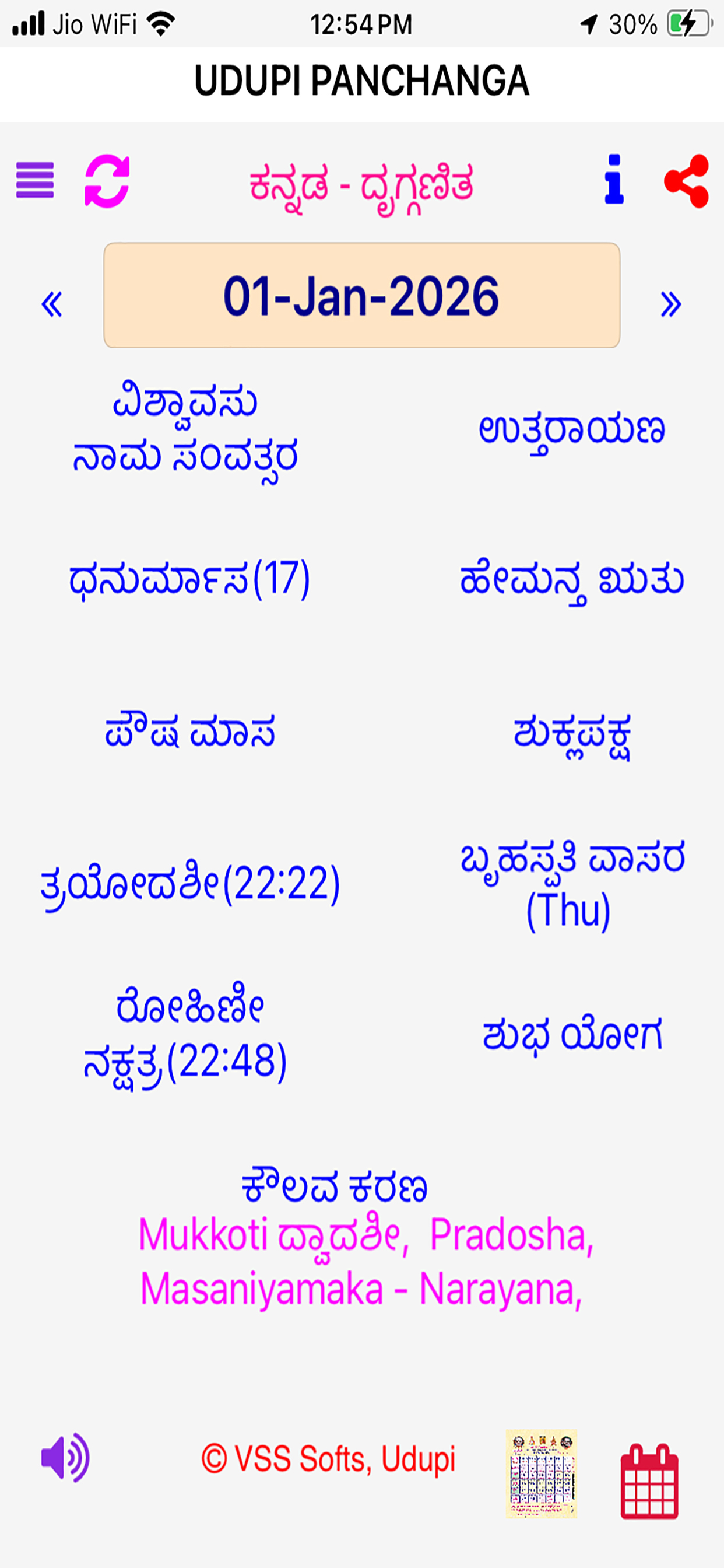 Udupi Panchanga 2026