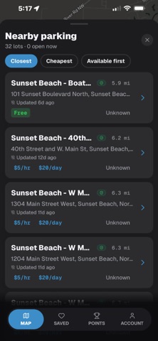 Beach Spot Parking iPhone screenshot