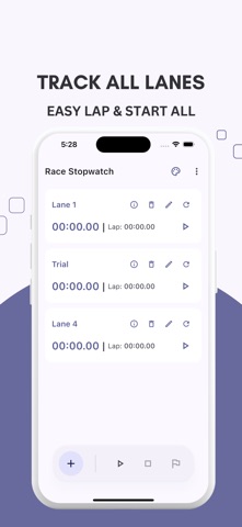RaceMultiTimer iPhone screenshot