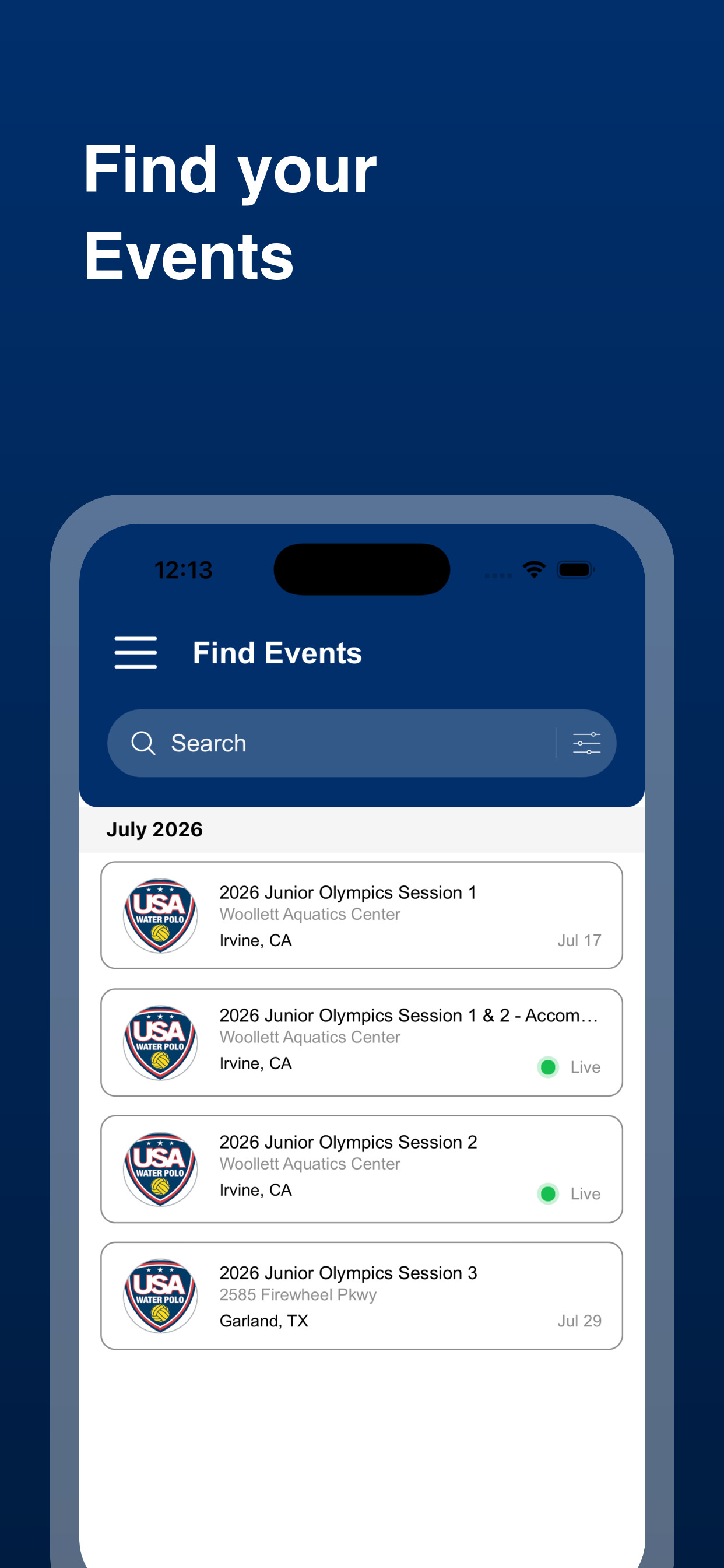 USA Water Polo Events screenshot 3
