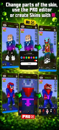 Skinler Için Minecraft AI 3D iPhone Ekran Görüntüsü 3