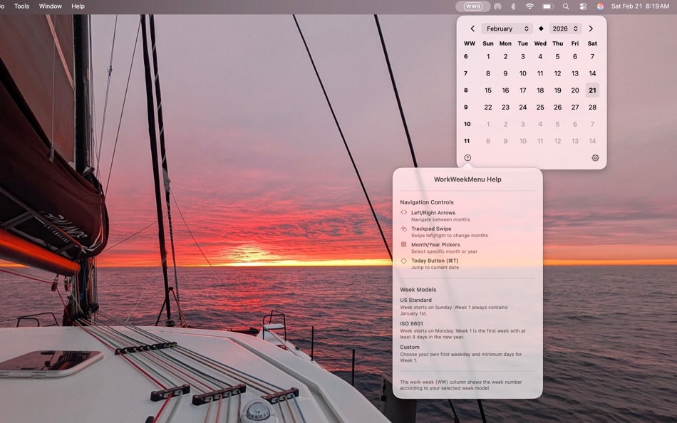 #2. WorkWeekMenu (macOS) Ved: Jeff Wilcox