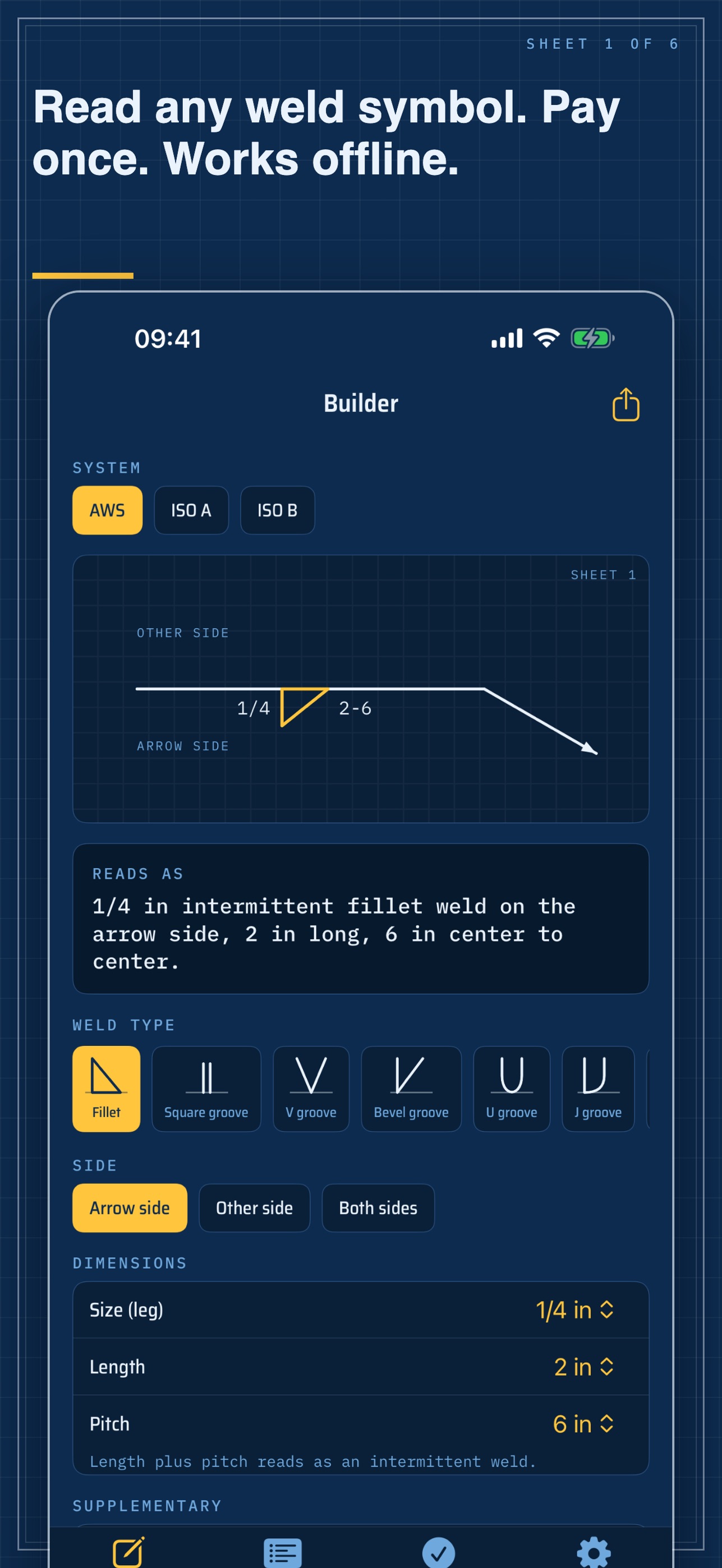 Screenshot 1 of Welding Symbols Pro