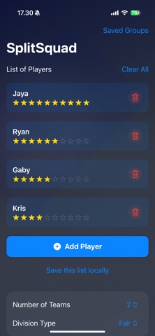 Split Squad - Pick your Teams Screenshot 1 of 2