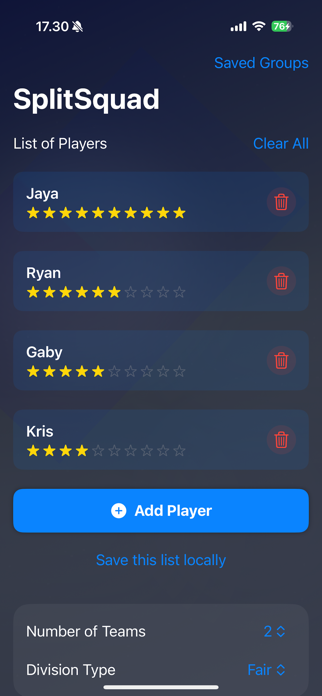 Split Squad - Pick your Teams Screenshot 1 of 2