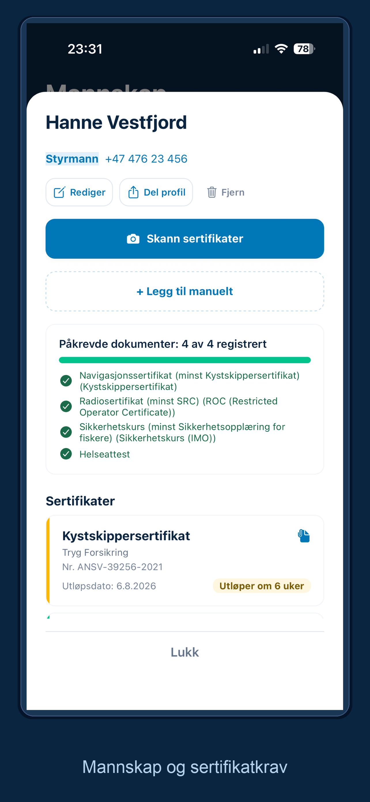 Styrmann: Sertifikatkontroll screenshot 5