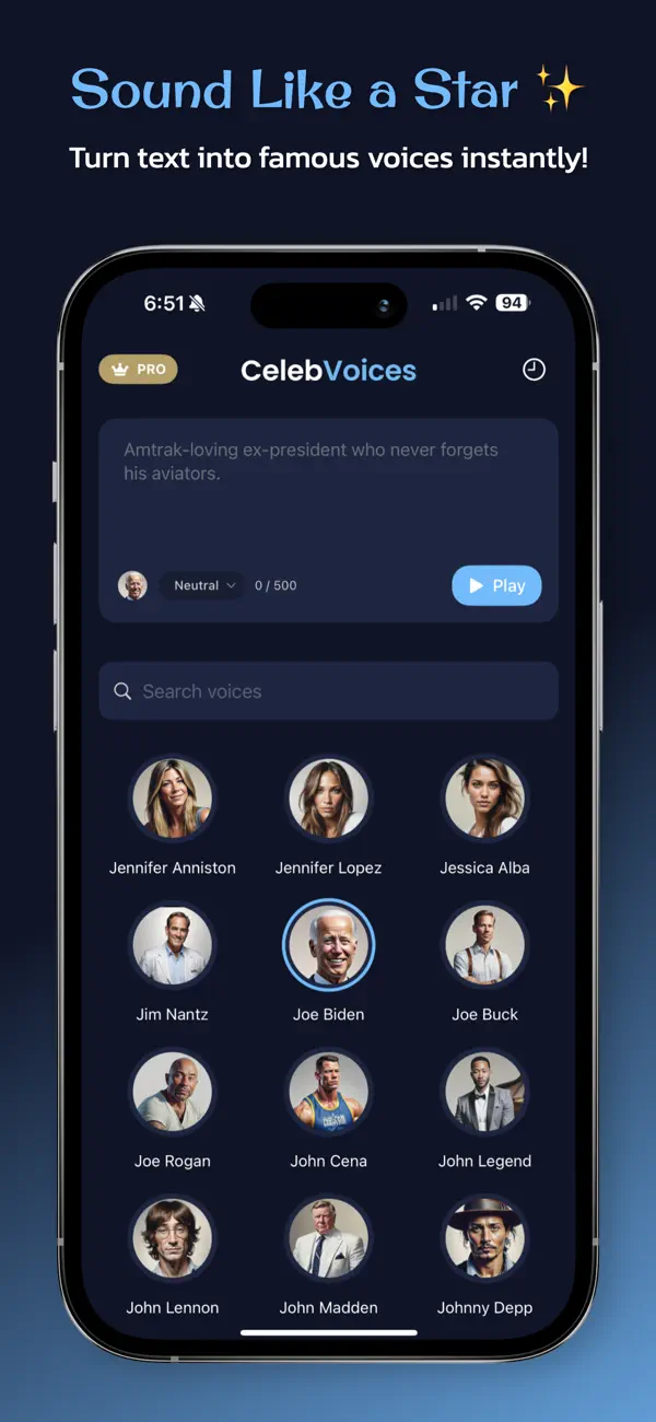 Screenshot #1 pour Celeb Voices: Famous AI Voices