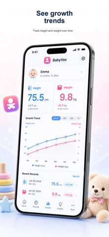 BabyVox - Baby Growth Tracker iPhone screenshot
