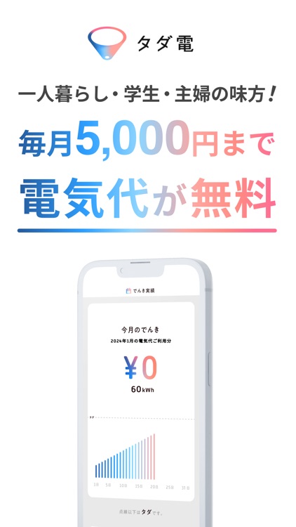 タダ電 - 毎月電気代が5,000円タダになる電力会社