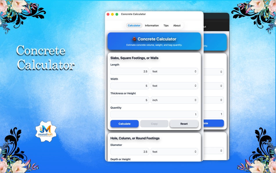 #1. Concrete Calculator (macOS) By: ManalSoft