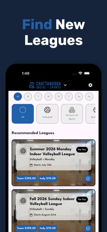 Chattanooga Sports Leagues iPhone screenshot