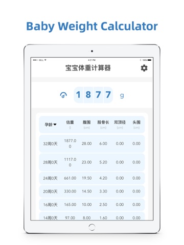 Baby & Fetal Weight Calculator iPad screenshot