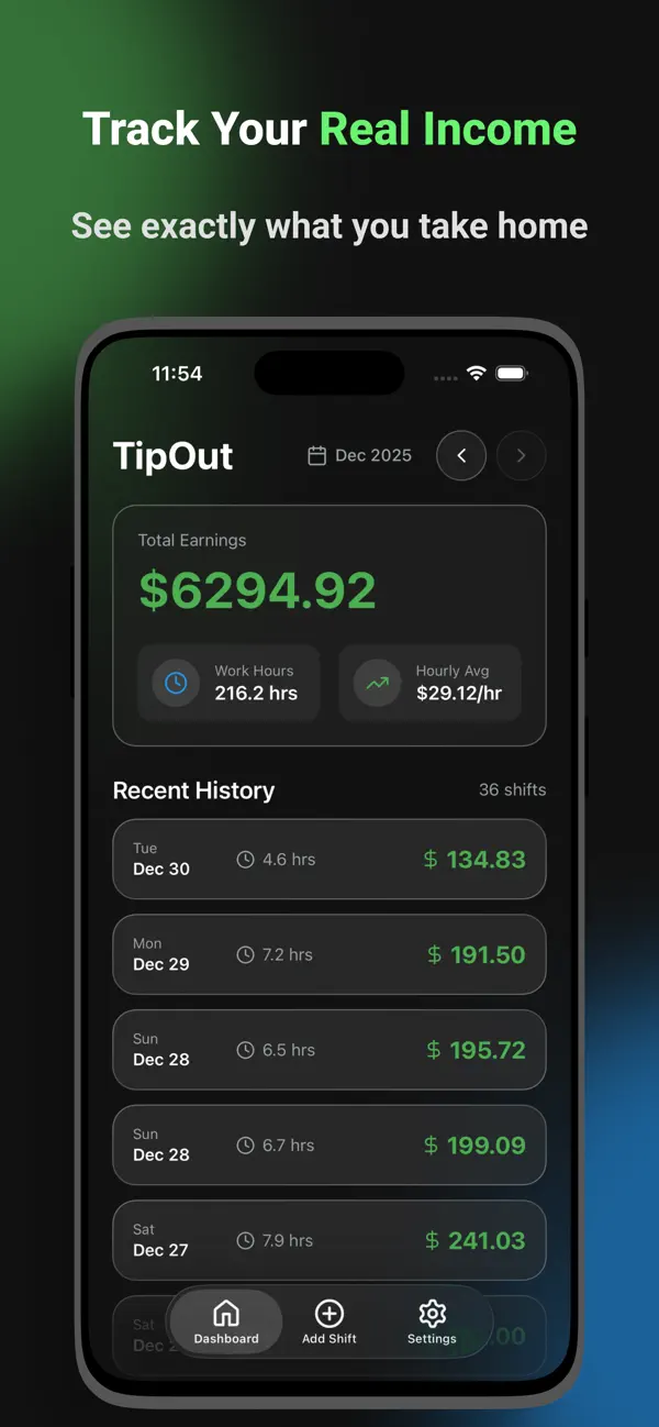 #2. TipOut: Server Tip Tracker (iOS) Ved: JongHyeok Park