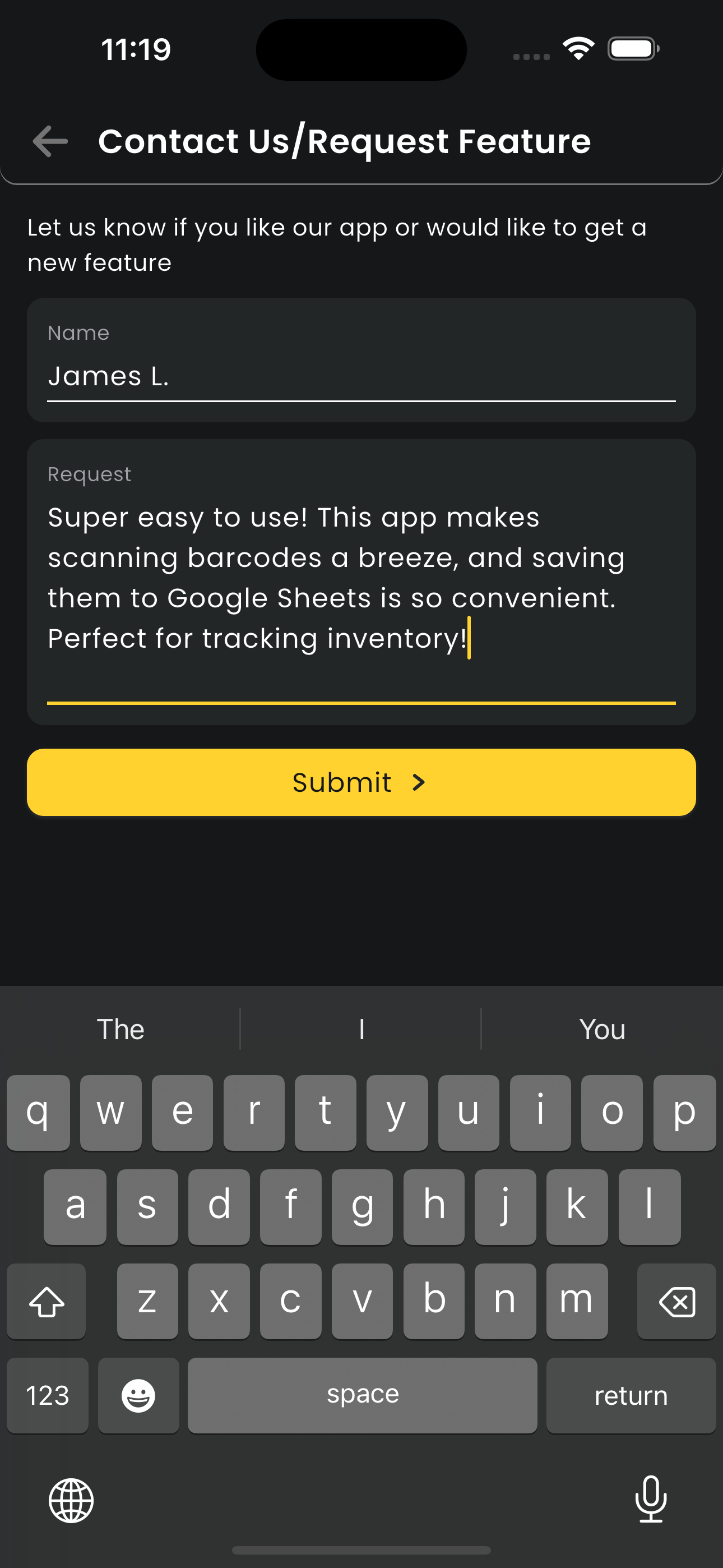 QR Barcode scanner to Sheets