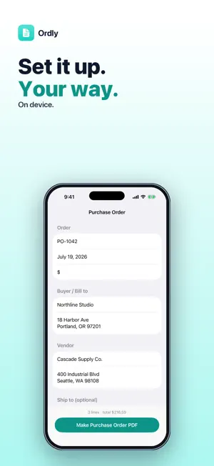 Ordly: Purchase Order screenshot 2