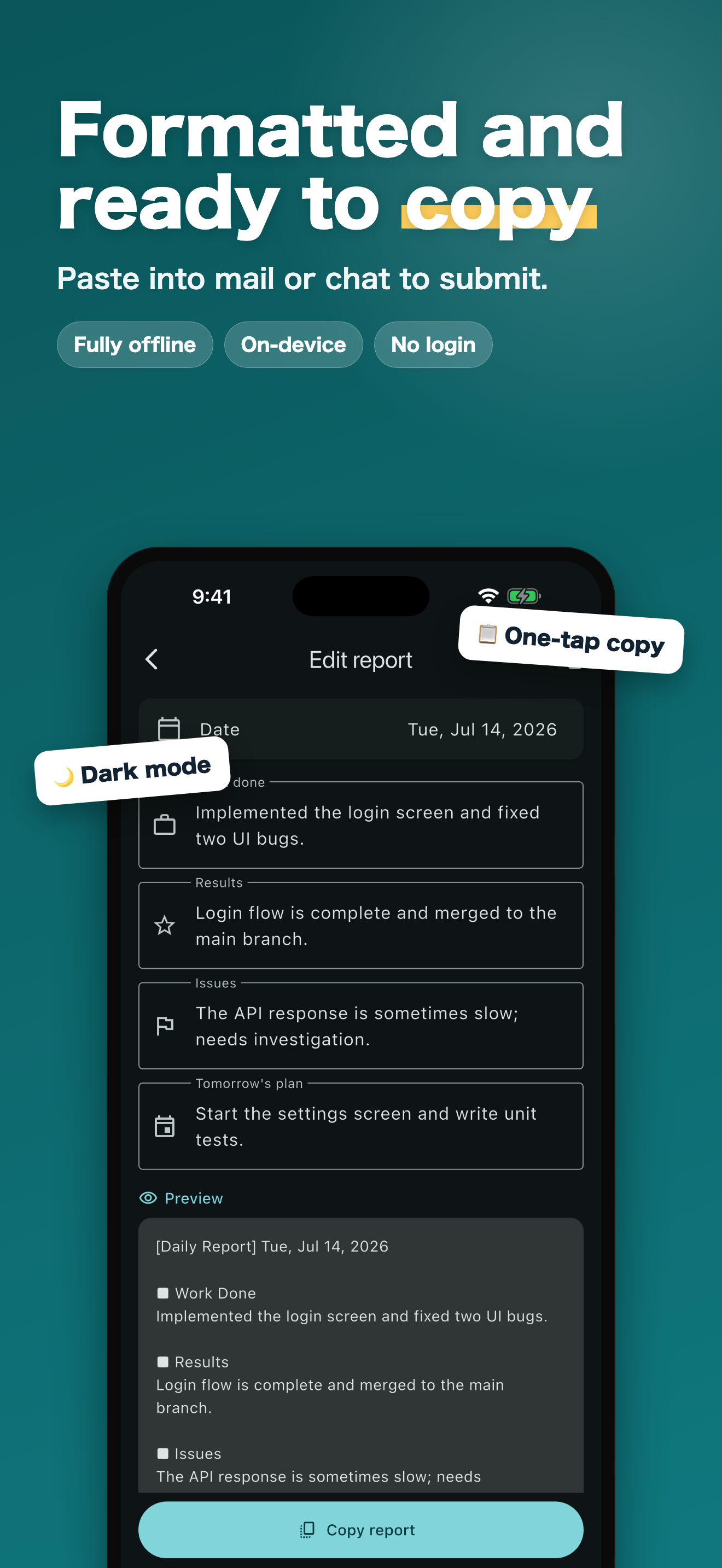 Nippo: Daily Report Maker screenshot 3